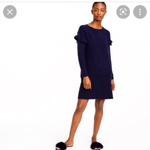 J.Crew Faux-Fur Antique Navy Blue Slide Sandals